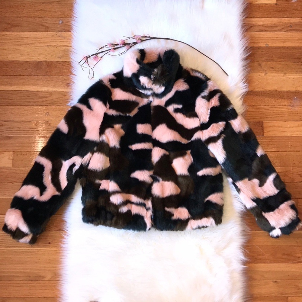 Boston Proper NWOT faux fur bomber jacket